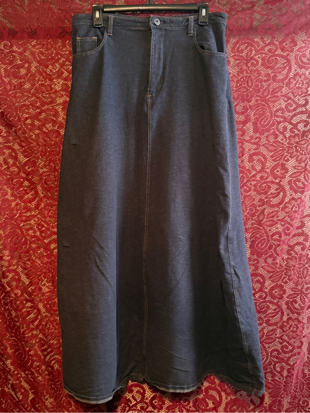 Zync Dark Wash Denim Maxi Skirt W30 L32 | Y2K Long Jean Skirt